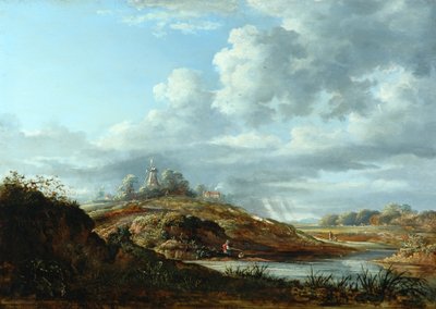 Un mulino a vento sopra un fiume da John Constable